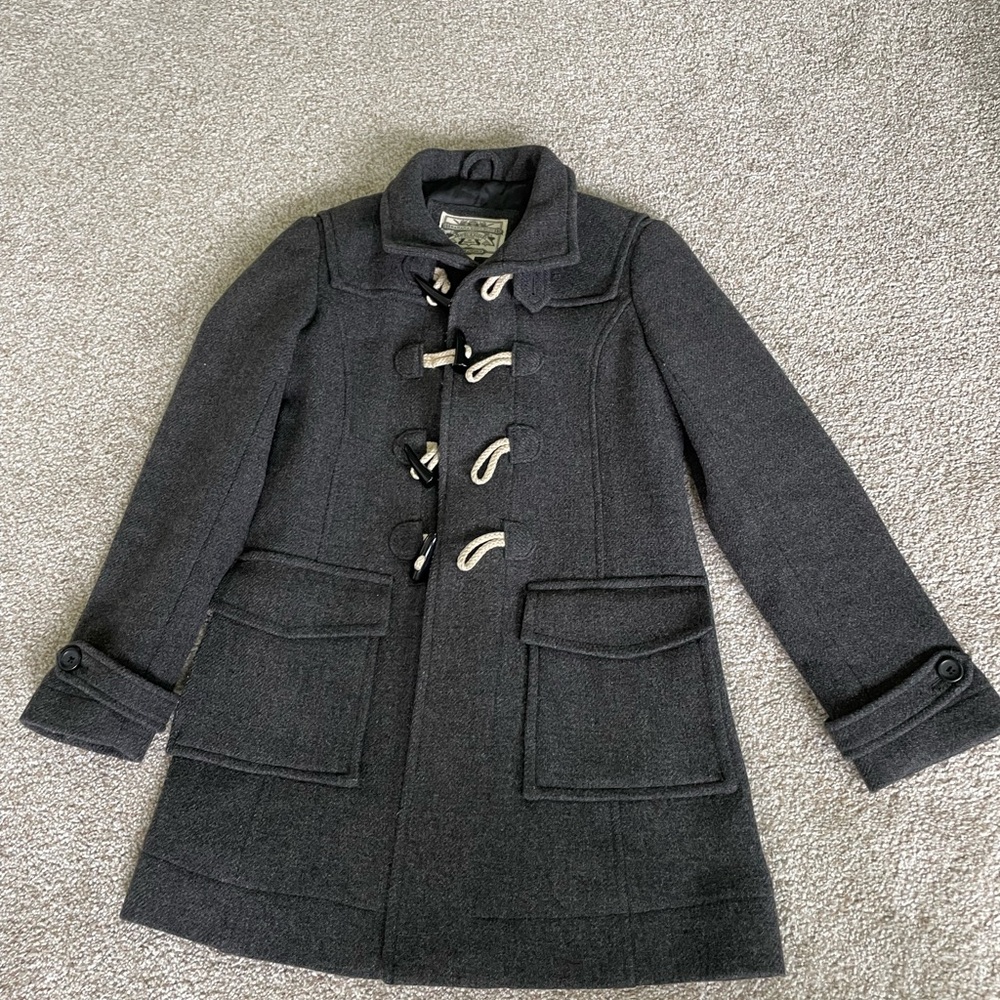Banana Republic Military Style Toggle Gray Wool Coat